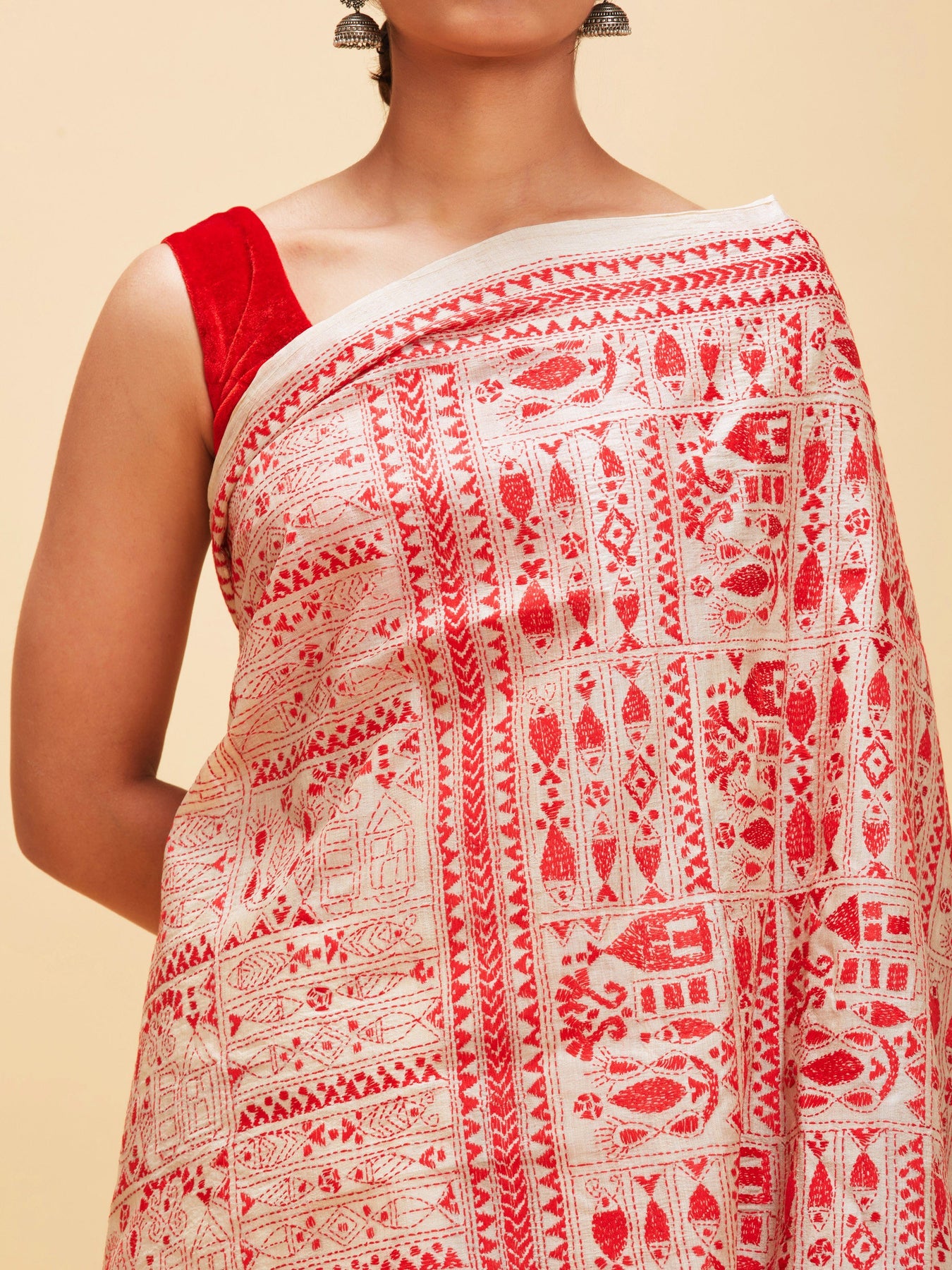 Contemporary Kantha Stitch Saree Online